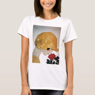 CAMISETA SENHORA COM ROSA VERMELHA