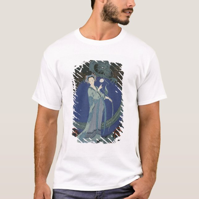 Camiseta Senhora com um dragão (litho da cor) (Frente)