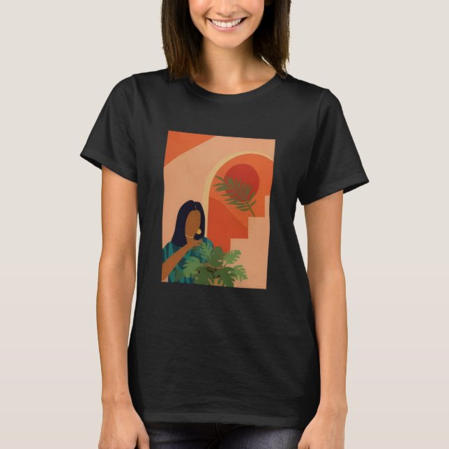 Camiseta senhora das plantas simples e estética, mãe  (Frente)
