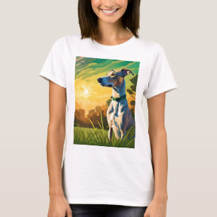 CAMISETA SENHORA DE BRANCO SENTADA NO SOL