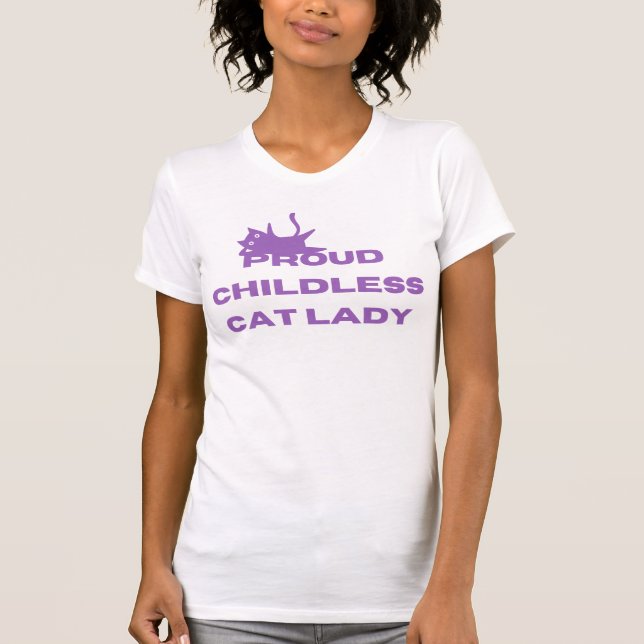 Camiseta Senhora de Gato Sem Crianças Orgulhosa (Frente)