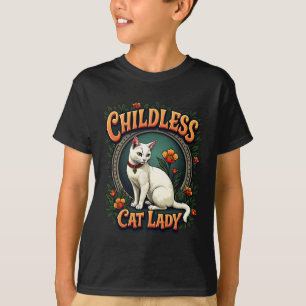 Camiseta Senhora de Gato sem Filhos Roupas de Gato Divertid