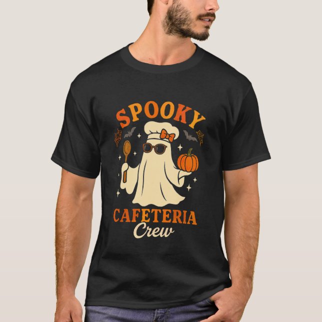 Camiseta Senhora do Almoço Equipe de Cafeteria de Halloween (Frente)