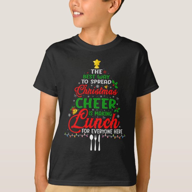 Camiseta Senhora do Almoço Natal Xmas Cafeteria da Escola A (Frente)