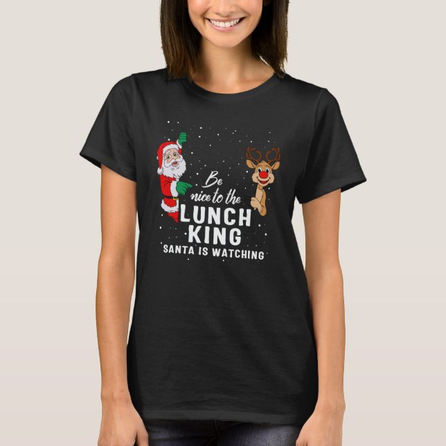 Camiseta Senhora do Almoço Simpática com o Rei do Almoço Sa (Frente)