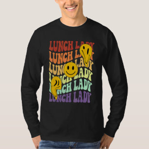 Camiseta senhora do almoço sorriso retrô rosto volta às aul