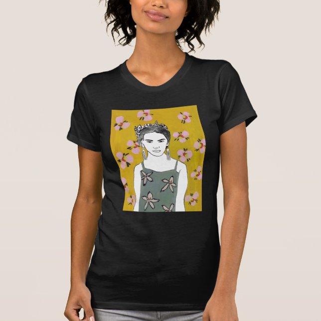 Camiseta Senhora do Flor Rosa - Amarelo (Frente)