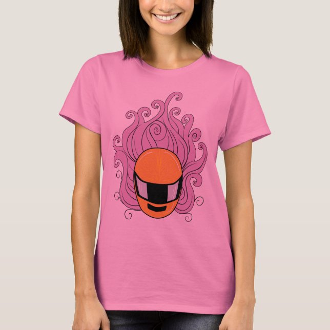 Camiseta Senhora encaracolado Cavaleiro Longo Capa (Frente)