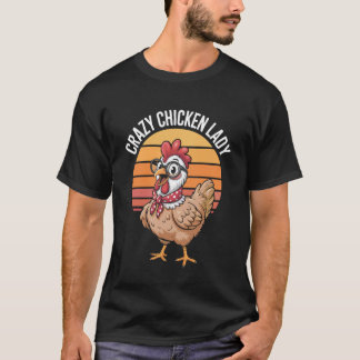 Camiseta Senhora Frango Louco Estilo Pôr do Sol Retro