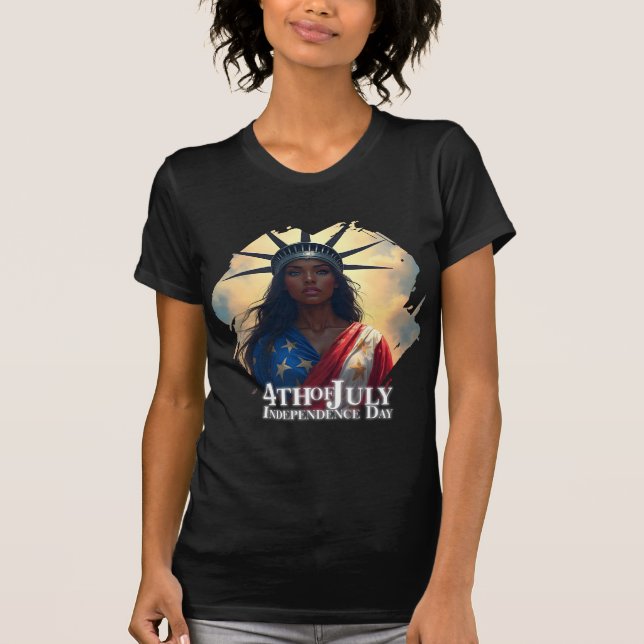 Camiseta Senhora Liberdade Reimaginada – Uma Nova Face da L (Frente)