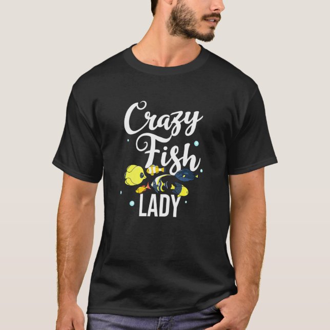 Camiseta Senhora Peixe Louco Aquascaping de Água Salgada (Frente)