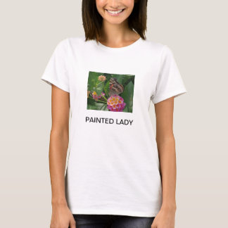 CAMISETA SENHORA PINTADA BORBOLETA LANTANA FLOR