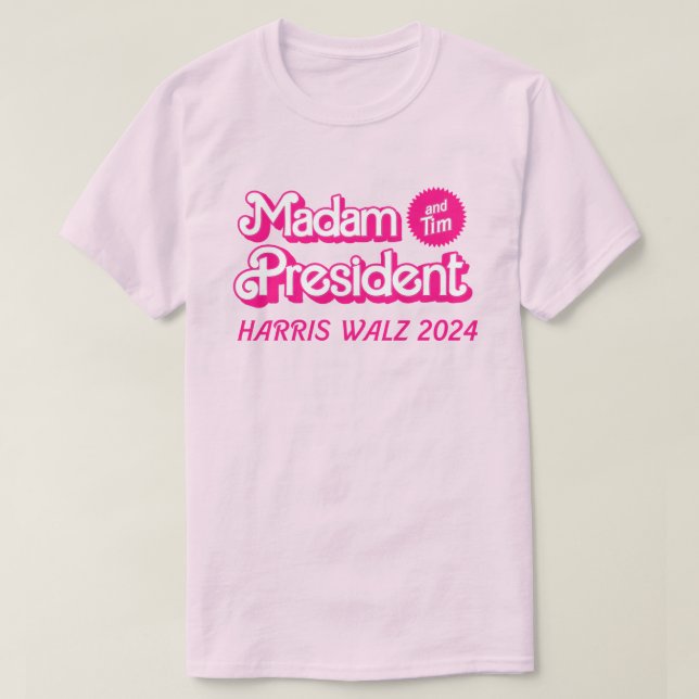 Camiseta Senhora Presidente e Tim em rosa (Frente do Design)