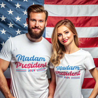 Camiseta Senhora Presidente Kamala Harris Eleição Tipográfi