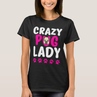 Camiseta Senhora Pug Louca Mãe Pug Fofa Clássico 318