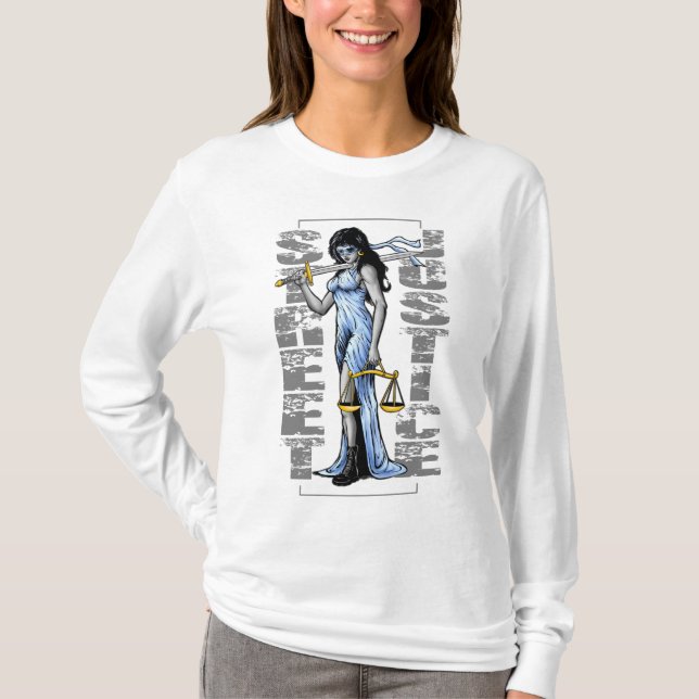 Camiseta Senhora quente Justiça por justiça da rua (Frente)