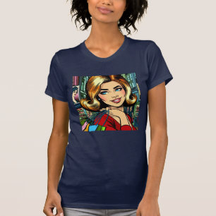 Camiseta Senhora retrô com Meio século de sacos de compras
