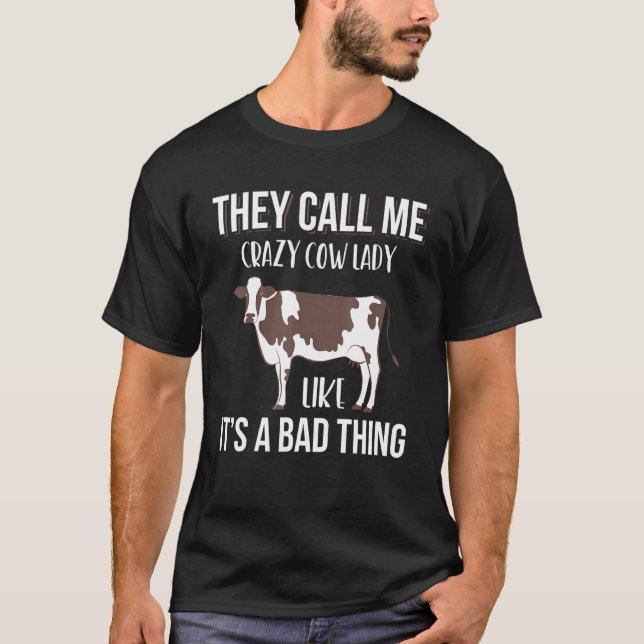 Camiseta Senhora Vaca Louca Criadores de Gado Leiteiro (Frente)