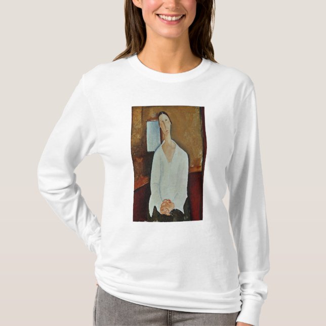 Camiseta Senhora Zborowska com mãos Clasped, c.1917 (Frente)