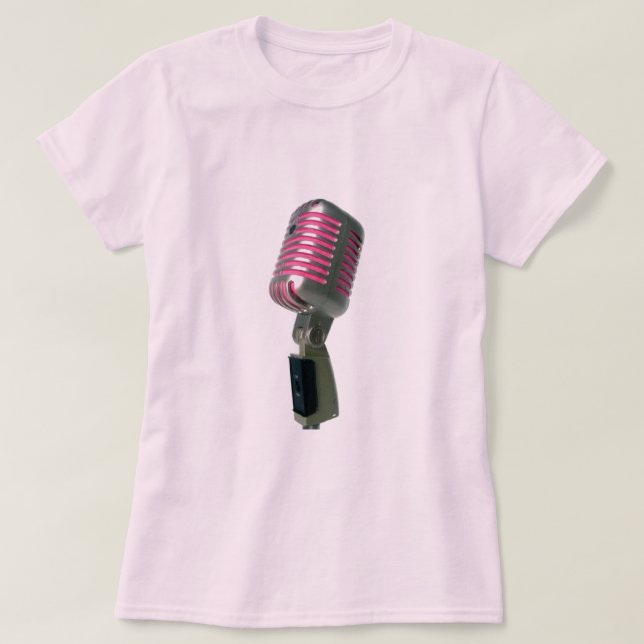 Camiseta Senhoras - Camisa-T Rosa De Microfone (Frente do Design)