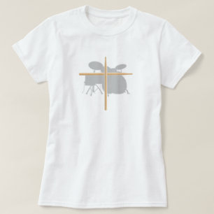 Camiseta Senhoras cristãs da cruz da vara do cilindro do