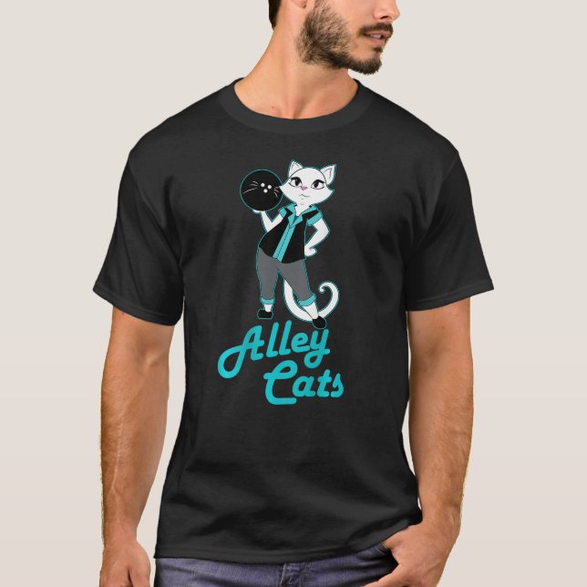 Camiseta Senhoras da Equipe de Boliches de Gatos becos (Frente)