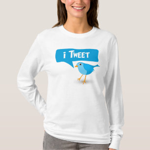 Camiseta senhoras do pássaro do Twitter do iTweet 3/4 de