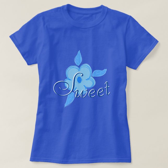Camiseta Senhoras Doce Azul Bloom (Frente do Design)
