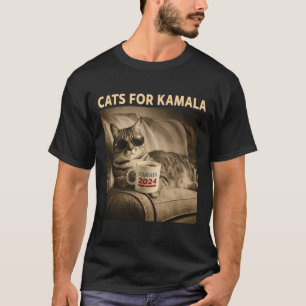 Camiseta Senhoras Para Kamala Funny Cat 2024 Presidente Kam