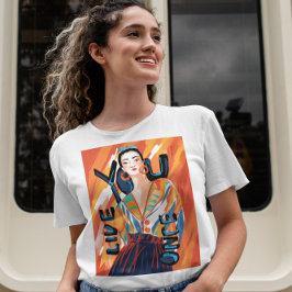 Camiseta Senhoras Que Vivem Uma Vez O Azul Laranja Imprimid