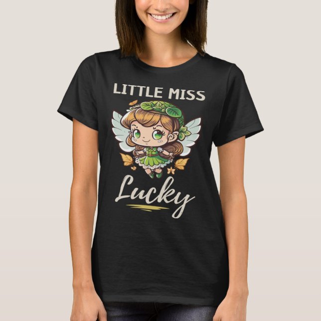 Camiseta Senhorita Lucky Girls Fairy Dia de São Patrício Pa (Frente)