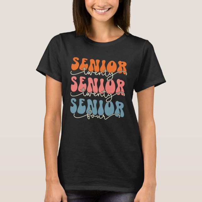 Camiseta Senior 2024 Class Of 24 Retro Groovy Graduation Co (Frente)