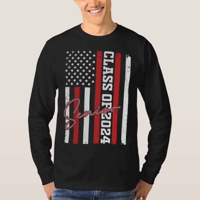 Camiseta Senior 2024 Graduation Class of 2024 American Flag (Frente)