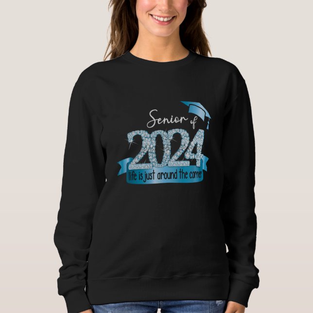 Camiseta Senior 2024 I Motivational Quote Blue Black Party  (Frente)
