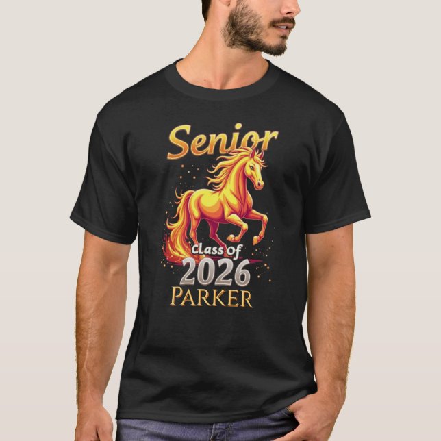 Camiseta Senior 2026 Class Graduate Fire Horse Personalized (Frente)