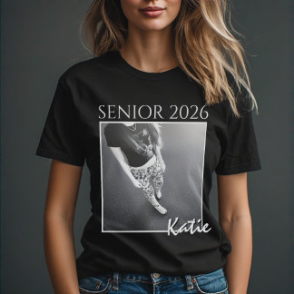 Camiseta Senior 2026 Custom Photo & Name Minimalist Black