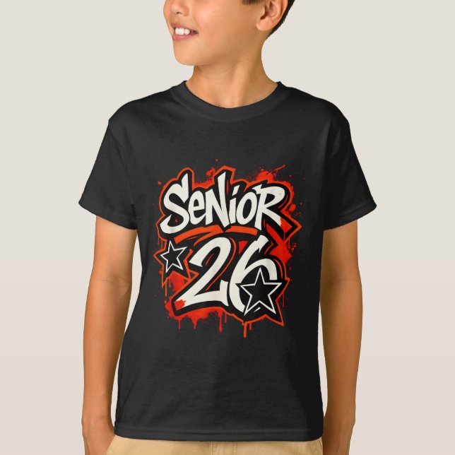 Camiseta Senior 2026 Graffiti Drip Style Graduation Graphic (Frente)