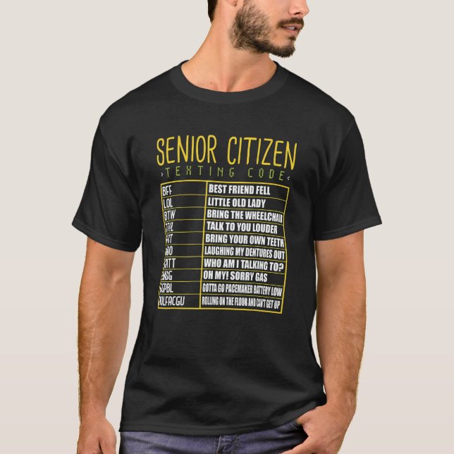 Camiseta Senior Citizen Texting Code Cool Grandpa Grandma (Frente)