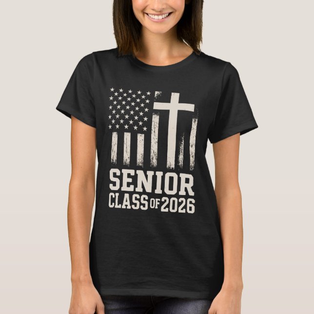 Camiseta Senior Class 2026 Cross Flag USA (Frente)
