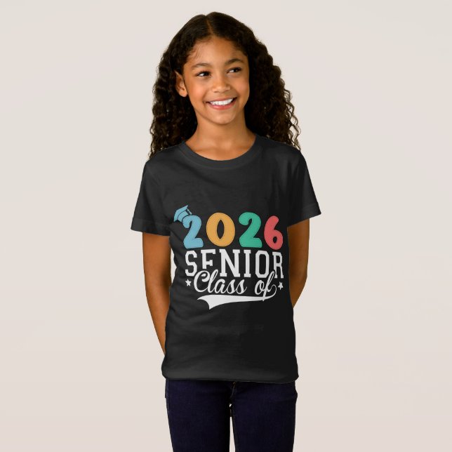 Camiseta Senior Class of 2026 Graduation Hat Colorful Retro (Frente Completa)