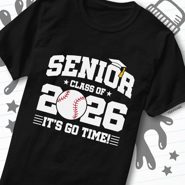 Camiseta Senior Class of 2026 It’s Go Time Baseball Grad (Criador carregado)