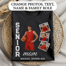 Camiseta Senior Mom Basketball Photo Collage Custom Name