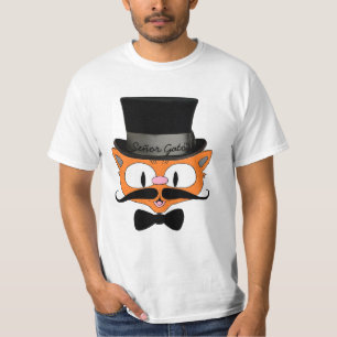 Camiseta Señor Gato™ Bigode de Guidão Gato Com Cartola