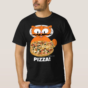 Camiseta Señor Gato Cartoon Bigode Gato Pizza!