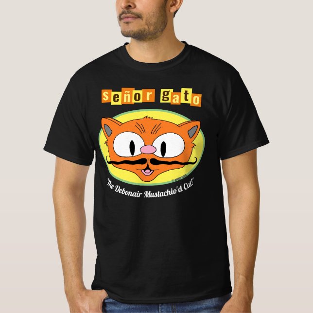 Camiseta Señor Gato "O gato debonair com bigode!" (Frente)