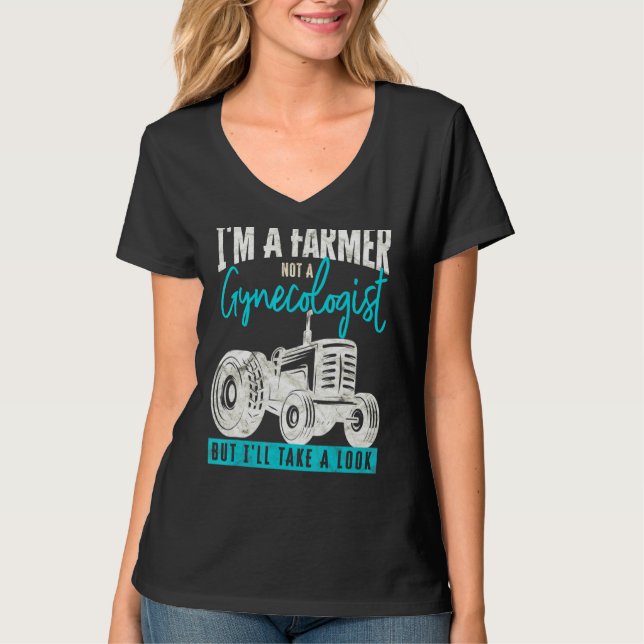 Camiseta Sens Sarcastic Farmer Não É Gynecologista Mas Ill  (Frente)