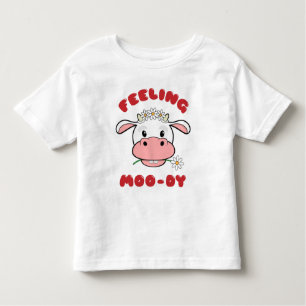 Camiseta Sensação de Moo-dy   Cute Cartoon Cow Cote T Shirt