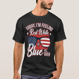 Camiseta Sensação de vermelho branco azul 4 de julho