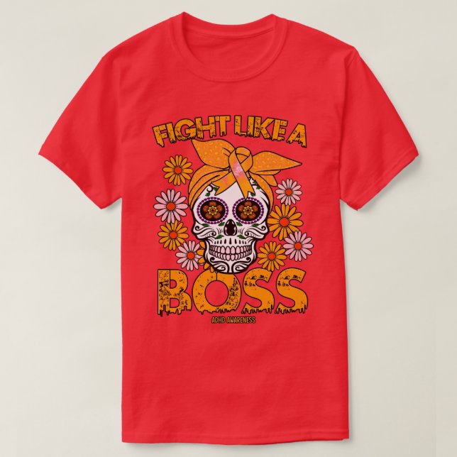 Camiseta Sensibilização ADHD Luta como chefe (Frente do Design)