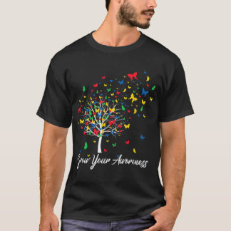 Camiseta Sensibilização Autismo Árvore de borboletas colori